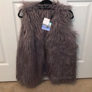 Missguided grey shaggy vest
